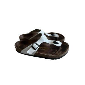 BIRKENSTOCK White Leather Thong Sandals Size Women's 10 Men's 8